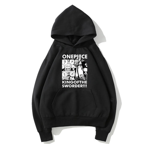 Image of One Piece Fleece Hoodies - Solid Color One Piece Anime Series Harajuku Style Fleece Hoodie