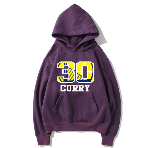 Image of Basketball Fleece Hoodies - Solid Color Basketball Series Curry Logo Icon Super Cool Fleece Hoodie