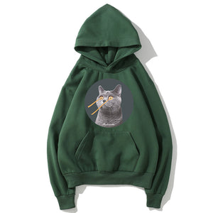 Cat Fleece Hoodies - Solid Color Cat Series Funny Cat Icon Super Cute Fleece Hoodie