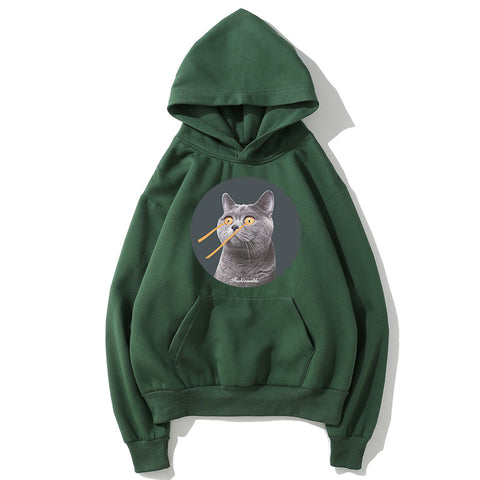 Image of Cat Fleece Hoodies - Solid Color Cat Series Funny Cat Icon Super Cute Fleece Hoodie