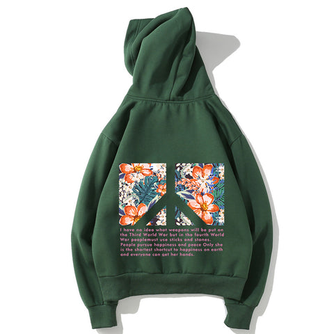 Image of Harajuku Style Fleece Hoodies - Solid Color Harajuku Style Series Flowers Fashion Fleece Hoodie