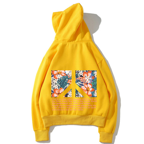 Image of Harajuku Style Fleece Hoodies - Solid Color Harajuku Style Series Flowers Fashion Fleece Hoodie