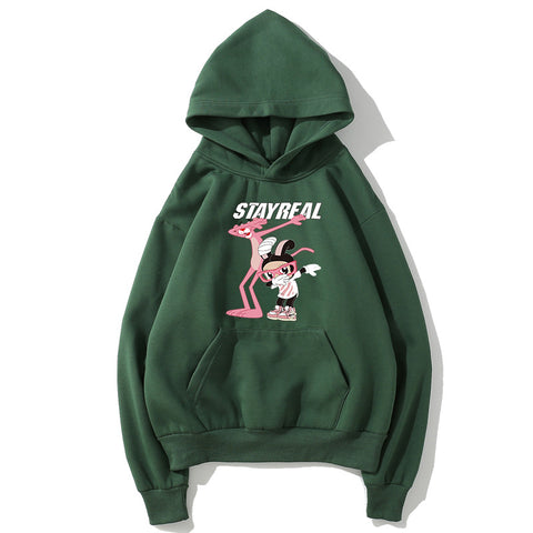 Image of The Pink Panther Fleece Hoodies - Solid Color The Pink Panther Series Cute Fleece Hoodie