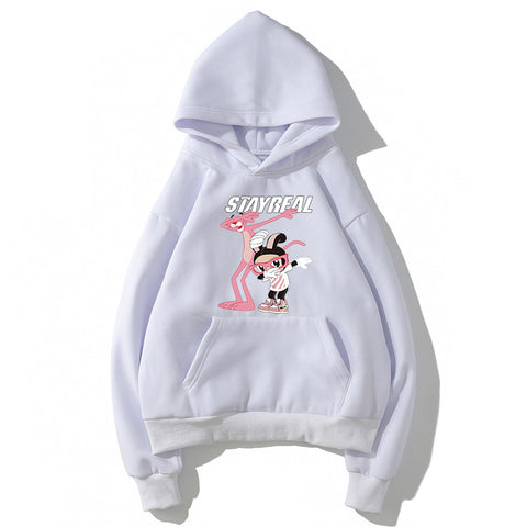 Image of The Pink Panther Fleece Hoodies - Solid Color The Pink Panther Series Cute Fleece Hoodie