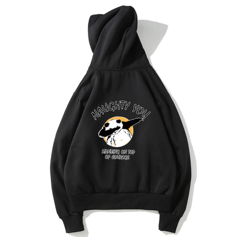 Image of Hip-Hop Fleece Hoodies - Solid Color Hip-Hop Series Panda Super Cute Fleece Hoodie