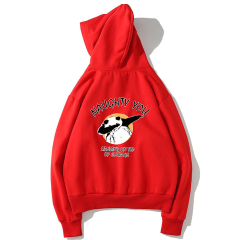 Image of Hip-Hop Fleece Hoodies - Solid Color Hip-Hop Series Panda Super Cute Fleece Hoodie