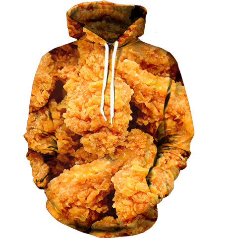 Image of Funny  Fried Chicken Hoodies - Food Yellow Pullover Hoodie