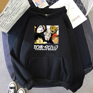 Anime Cowboy Bebop Spiegel Spike Valentine Faye Black Jet Hoodies Fashion Casual Oversized Sweatshirt