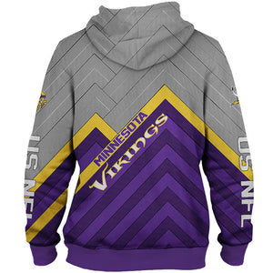 Unisex Minnesota Vikings NFL Rugby Team Printed Zip Up Hoodie