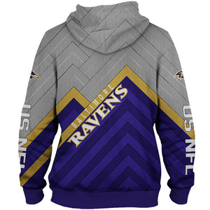 Unisex Baltimore Ravens NFL Rugby Team Printed Zip Up Hoodie