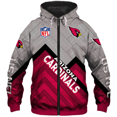 Image of Unisex Arizona Cardinals NFL Rugby Team Printed Zip Up Hoodie