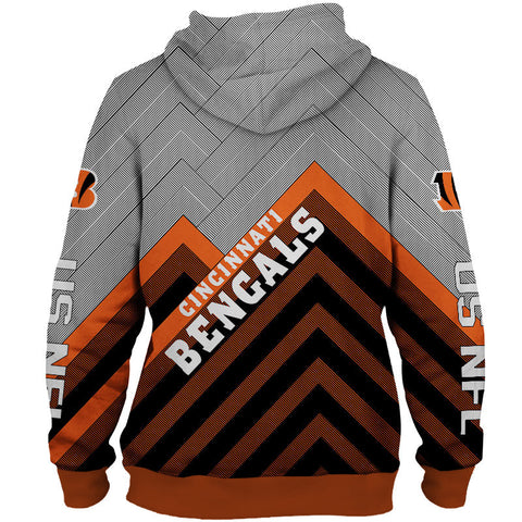 Image of Cincinnati Bengals NFL Rugby Team Printed Zip Up Hoodie