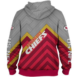 Kansas City Chiefs NFL Rugby Team Printed Zip Up Hoodie