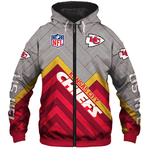 Image of Kansas City Chiefs NFL Rugby Team Printed Zip Up Hoodie