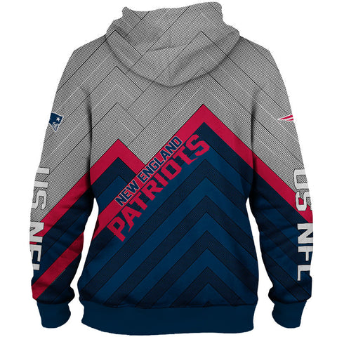 Image of Unisex New England Patriots NFL Rugby Team Printed Zip Up Hoodie