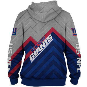 New York Giants NFL Rugby Team Printed Zip Up Hoodie