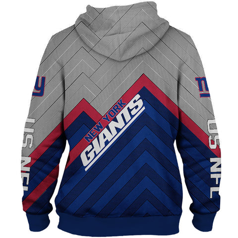 Image of New York Giants NFL Rugby Team Printed Zip Up Hoodie