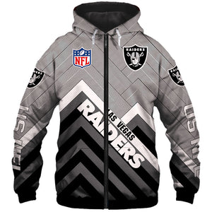 Las Vegas Raiders NFL Rugby Team Printed Zip Up Hoodie