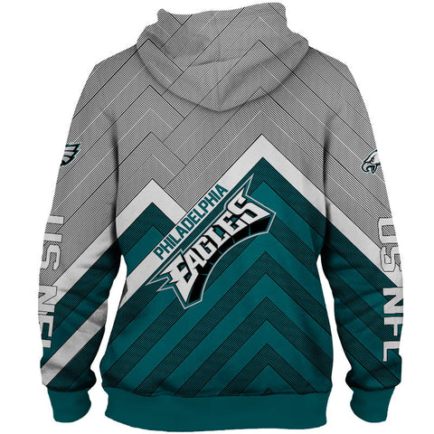 Image of Philadelphia Eagles NFL Rugby Team Printed Zip Up Hoodie