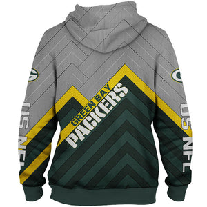 Green Bay Packers NFL Rugby Team Printed Zip Up Hoodie