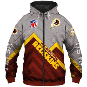 Washington Redskins NFL Rugby Team Printed Zip Up Hoodie