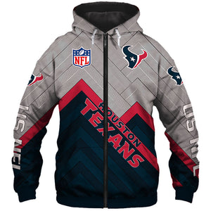 Houston Texans NFL Rugby Team Printed Zip Up Hoodie