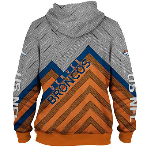 Image of Denver Broncos NFL Rugby Team Printed Zip Up Hoodie