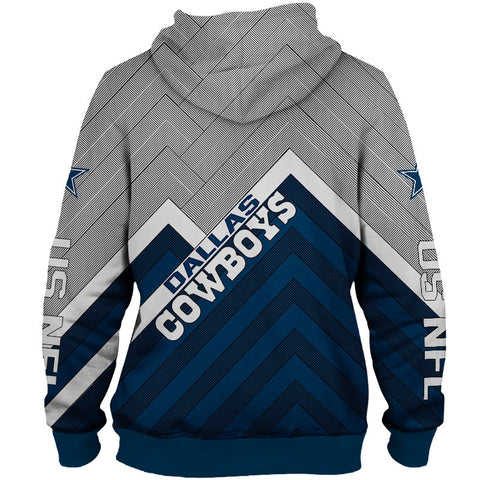 Image of Dallas Cowboys NFL Rugby Team Printed Zip Up Hoodie