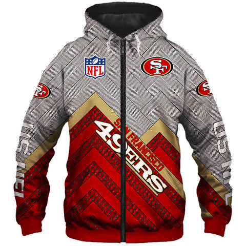 Image of San Francisco 49 Ers NFL Rugby Team Printed Zip Up Hoodie