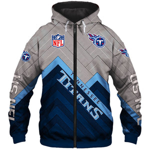 Tennessee Titans NFL Rugby Team Printed Zip Up Hoodie