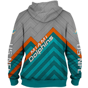 Miami Dolphins NFL Rugby Team Printed Zip Up Hoodie