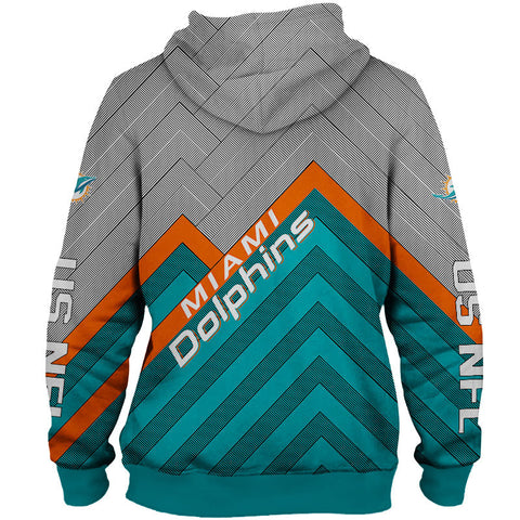 Image of Miami Dolphins NFL Rugby Team Printed Zip Up Hoodie