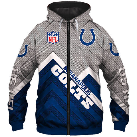 Image of Indianapolis Colts NFL Rugby Team Printed Zip Up Hoodie