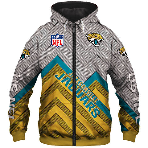 Image of Jacksonville Jacuars NFL Rugby Team Printed Zip Up Hoodie