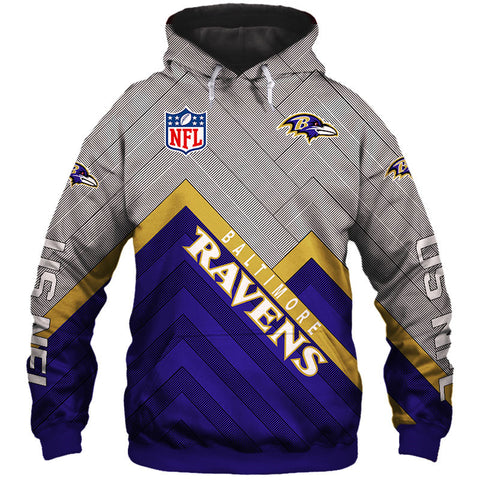 Image of Unisex Baltimore Ravens NFL Rugby Team Hoodie - Sports Printed Pullover