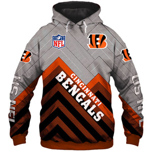 Cincinnati Bengals NFL Rugby Team Hoodie - Sports Printed Pullover Sweatshirt