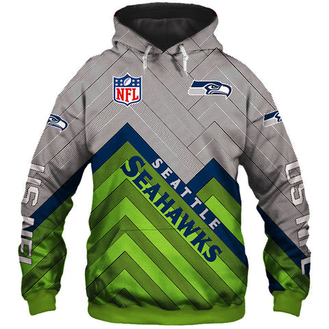 Image of Seattle Seahawks NFL Rugby Team Sweatshirt - Sports Printed Pullover Hoodie