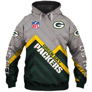 Green Bay Packers NFL Rugby Team Sports Printed Pullover Hoodie