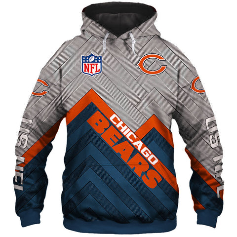 Image of Chicago Bears NFL Rugby Team Sports Printed Pullover Hoodie