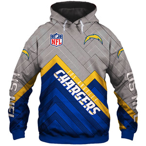 Los Angeles Chargers NFL Rugby Team Sports Printed Pullover Hoodie