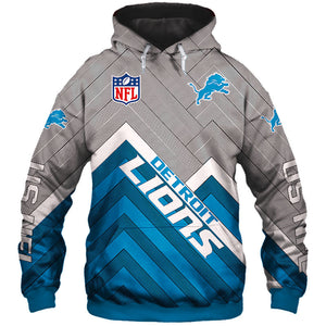Detroit Lions NFL Rugby Team Sports Printed Pullover Hoodie