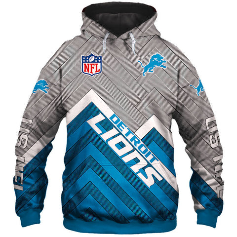 Image of Detroit Lions NFL Rugby Team Sports Printed Pullover Hoodie