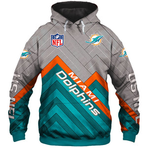 Miami Dolphins NFL Rugby Team Sports Printed Pullover Hoodie