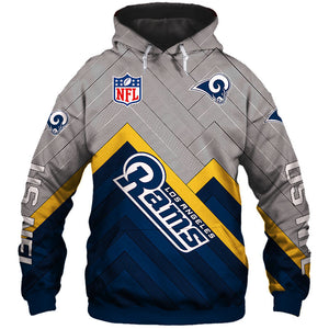 Los Angeles Rams NFL Rugby Team Sports Printed Pullover Hoodie