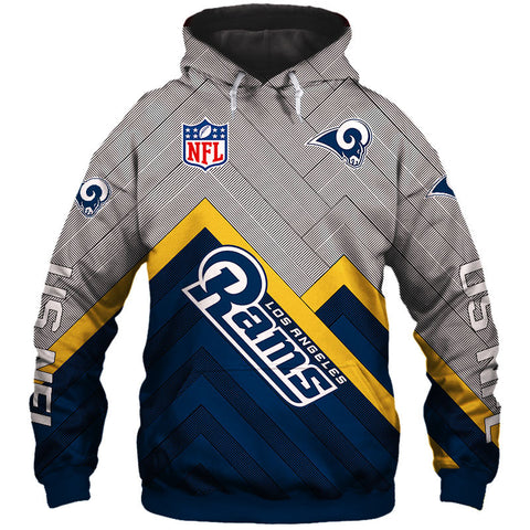 Image of Los Angeles Rams NFL Rugby Team Sports Printed Pullover Hoodie