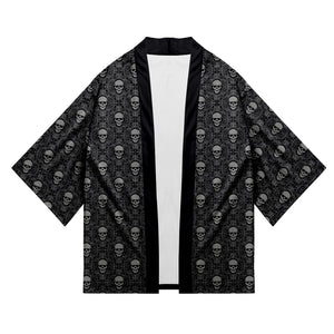 Men Black Harajuku Kimono Japan Style Ukiyo Printed Jacket