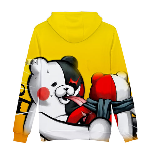 Image of Unisex Yellow 3D Print Monokuma Pullovers Hoodies