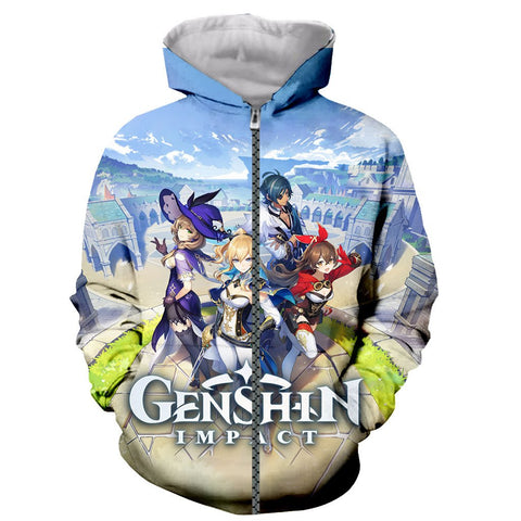 Image of Genshin Impact Long Sleeves 3D Print Hoodies Sweatshirt