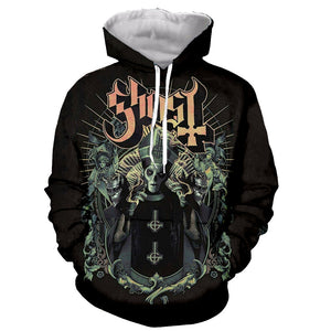 3D Printed Ghost Band Long Sleeves Zipper Hoodies Sweatshirts