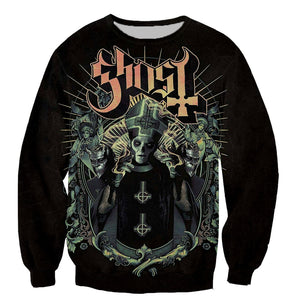 3D Printed Ghost Band Long Sleeves Zipper Hoodies Sweatshirts